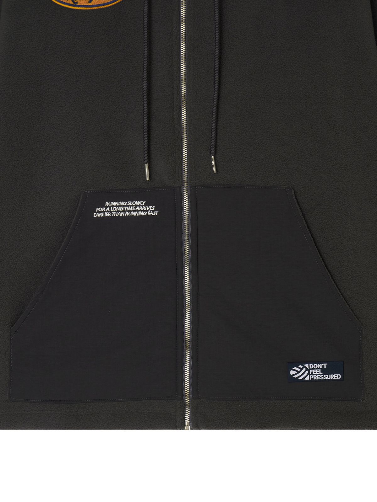 미나수(MENASOO) Fleece Hood Jacket_Charcoal