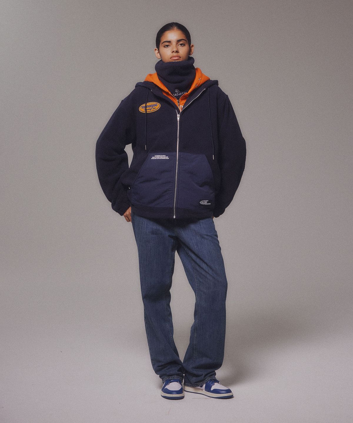 미나수(MENASOO) Fleece Hood Jacket_Navy