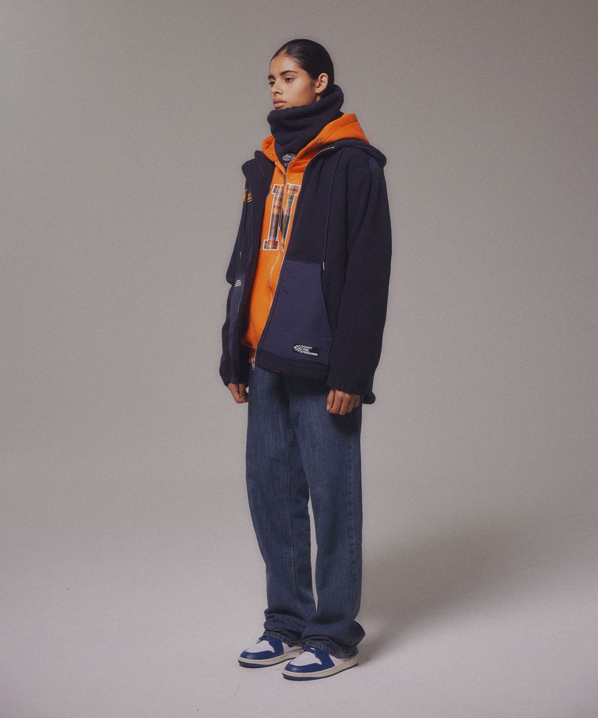 미나수(MENASOO) Fleece Hood Jacket_Navy