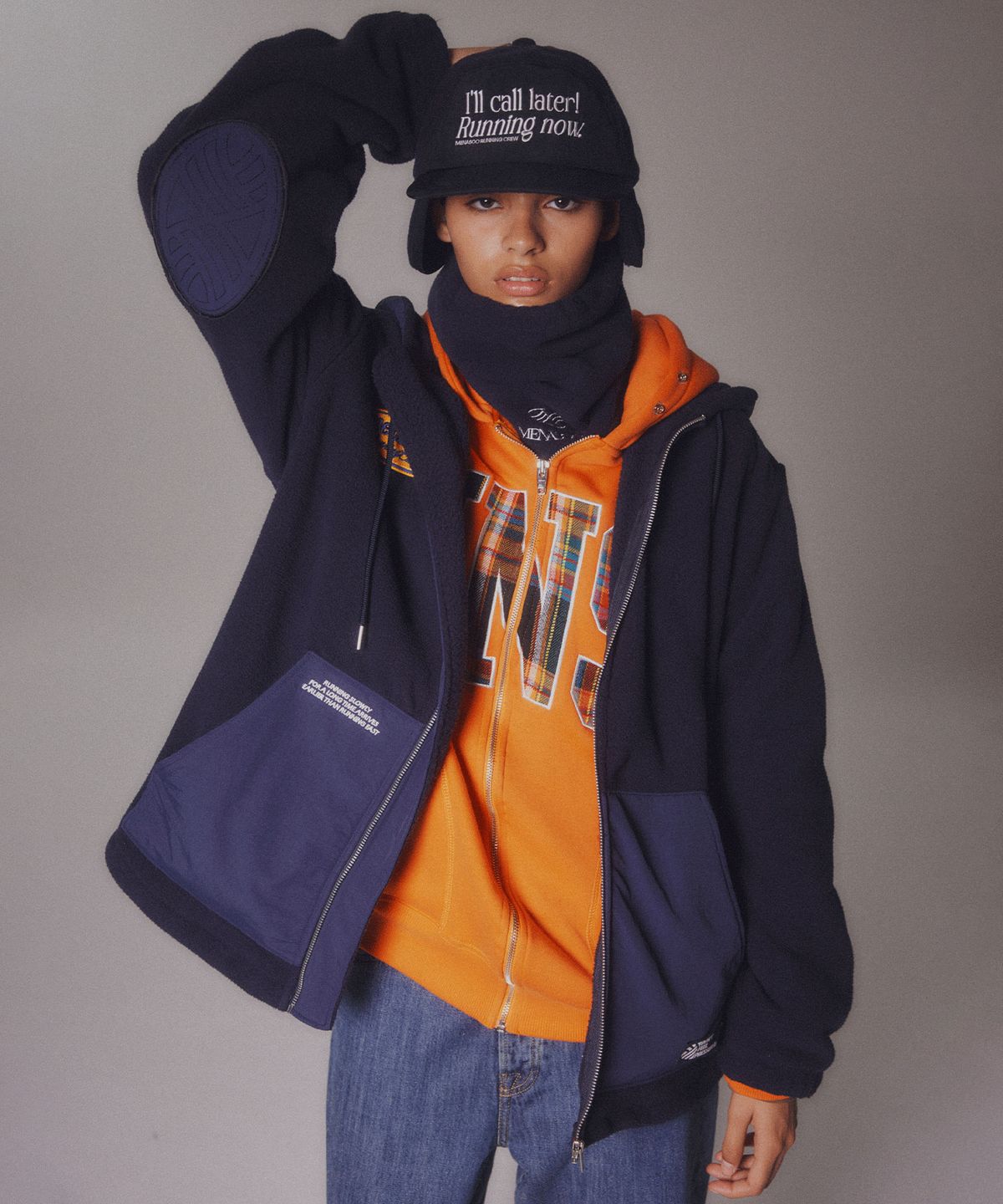 미나수(MENASOO) Hide Earmuffs Cap_Navy
