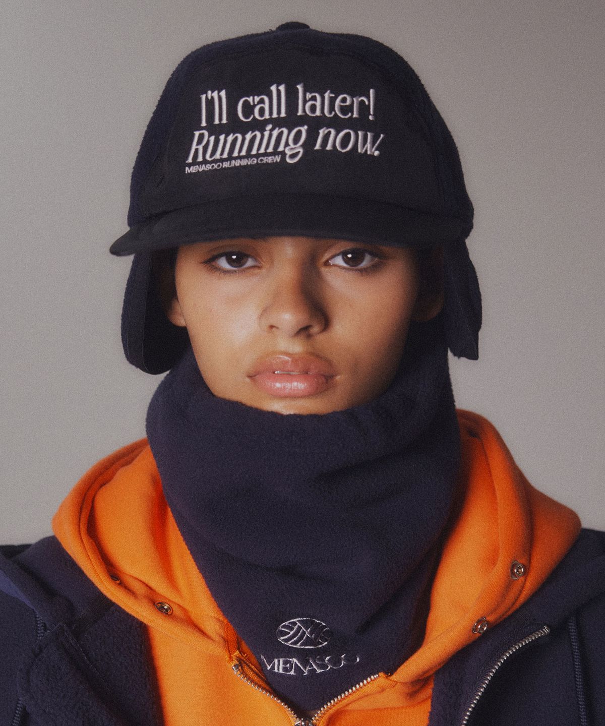미나수(MENASOO) Hide Earmuffs Cap_Navy