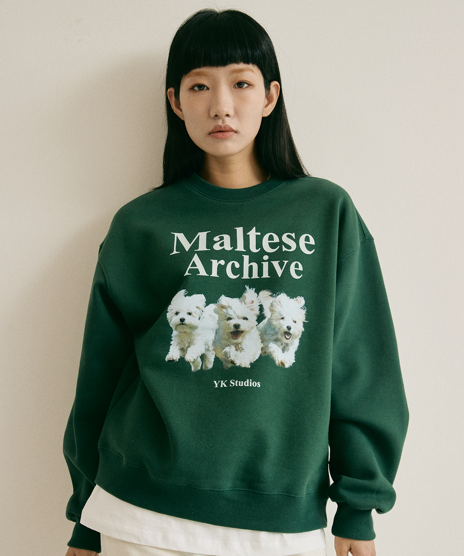 ★ Wai Kei★ Maltese Family Man to Man Melange White YK23SS MUSINSA | WAI KEI Maltese and Cheesecat Man to Man Melange White