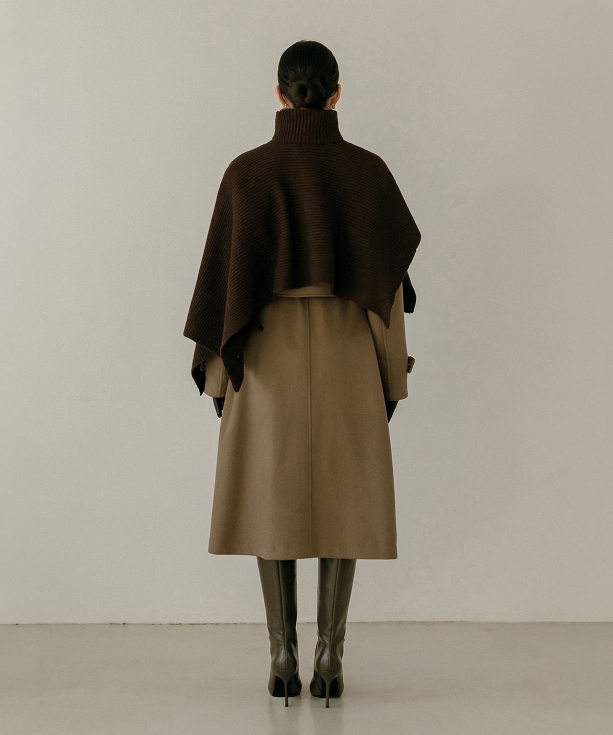 메이버유(MAYVERU) Temp Turtleneck Wool Cape Knitwear _ Brown