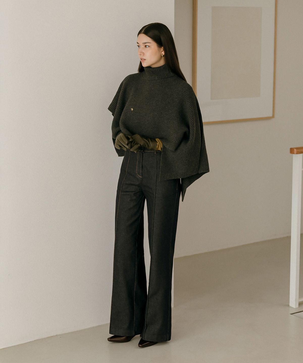 메이버유(MAYVERU) Temp Turtleneck Wool Cape Knitwear _ Gray