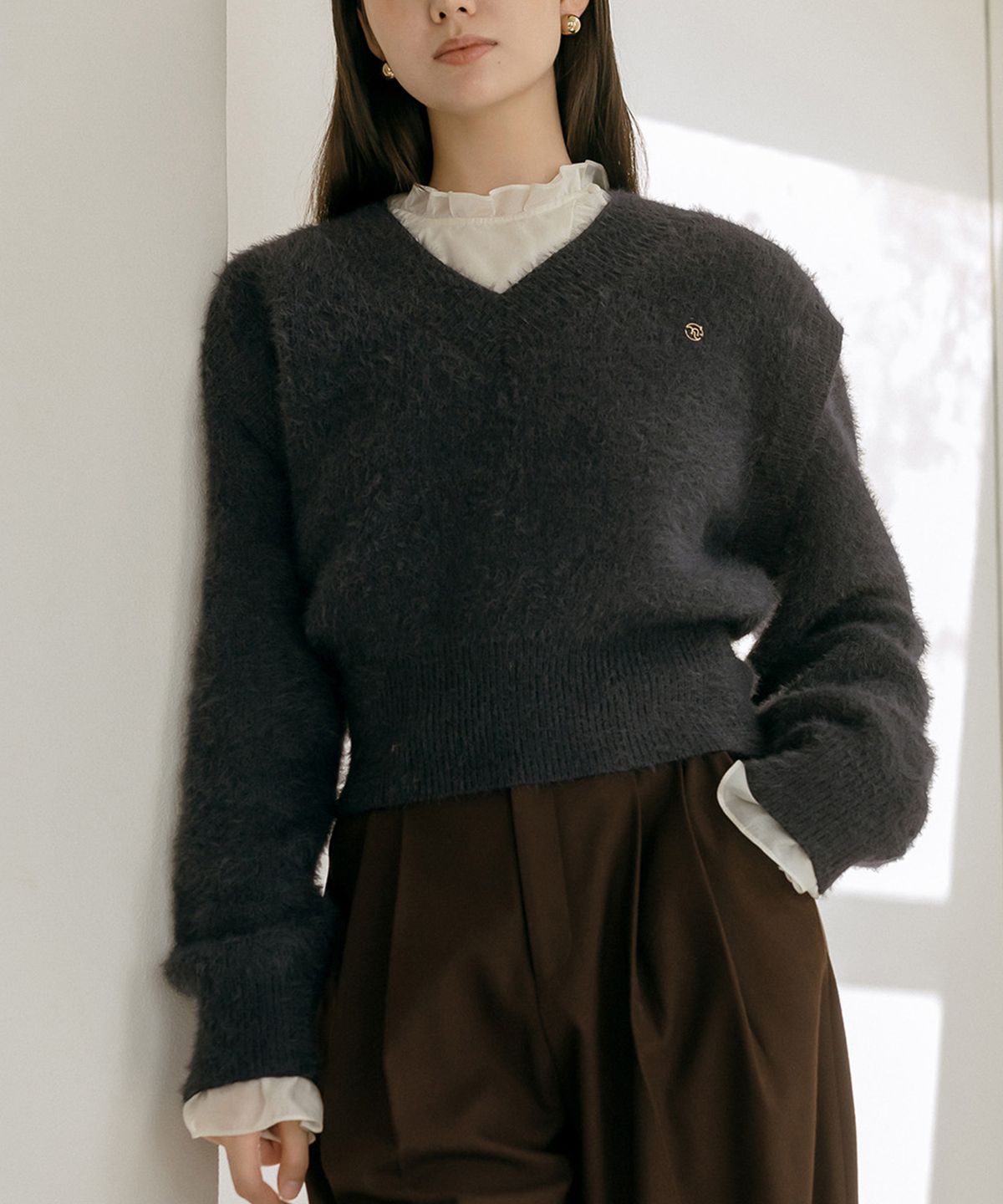 메이버유(MAYVERU) Trimming Frill Blouse _ Cream
