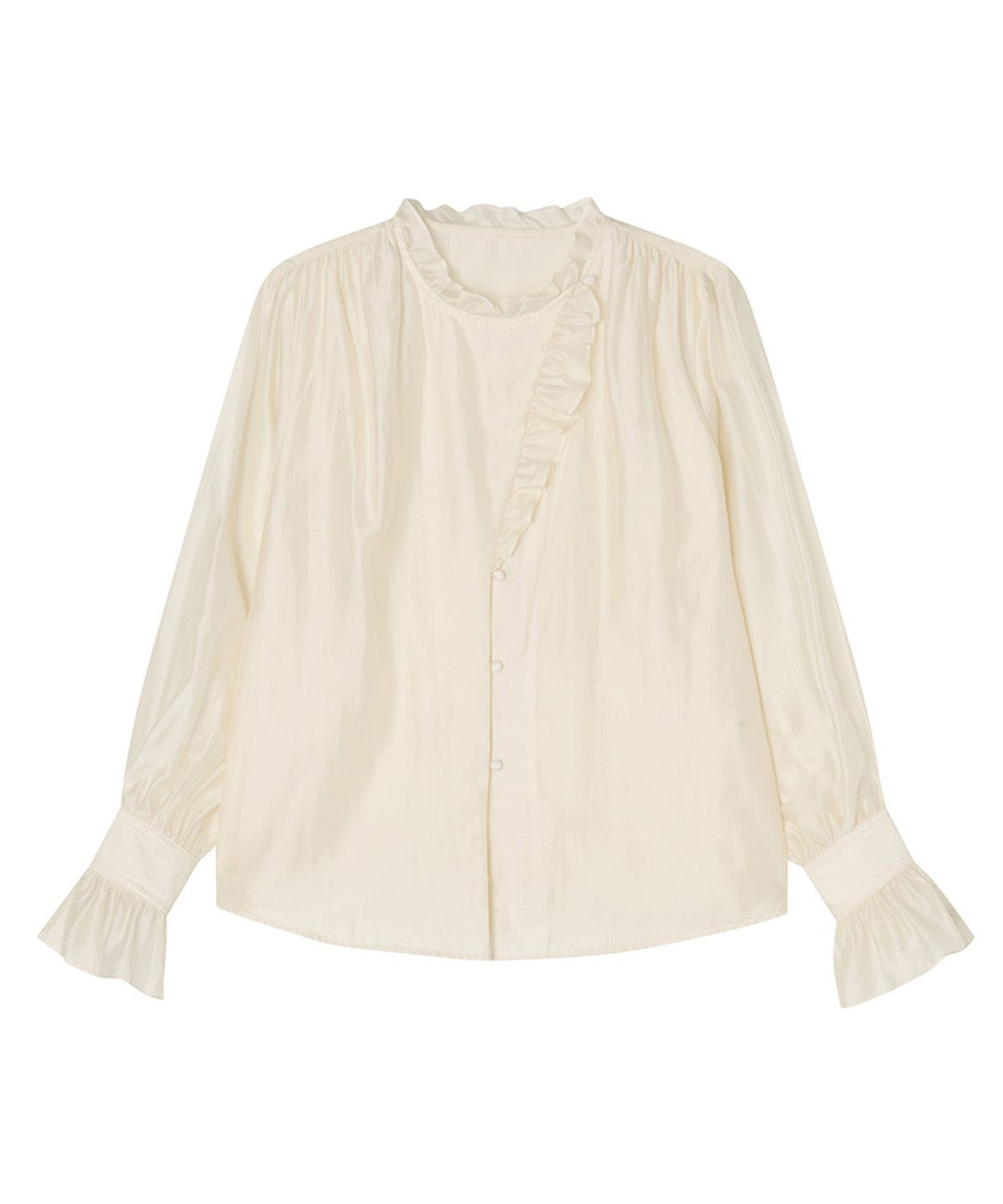 메이버유(MAYVERU) Trimming Frill Blouse _ Cream