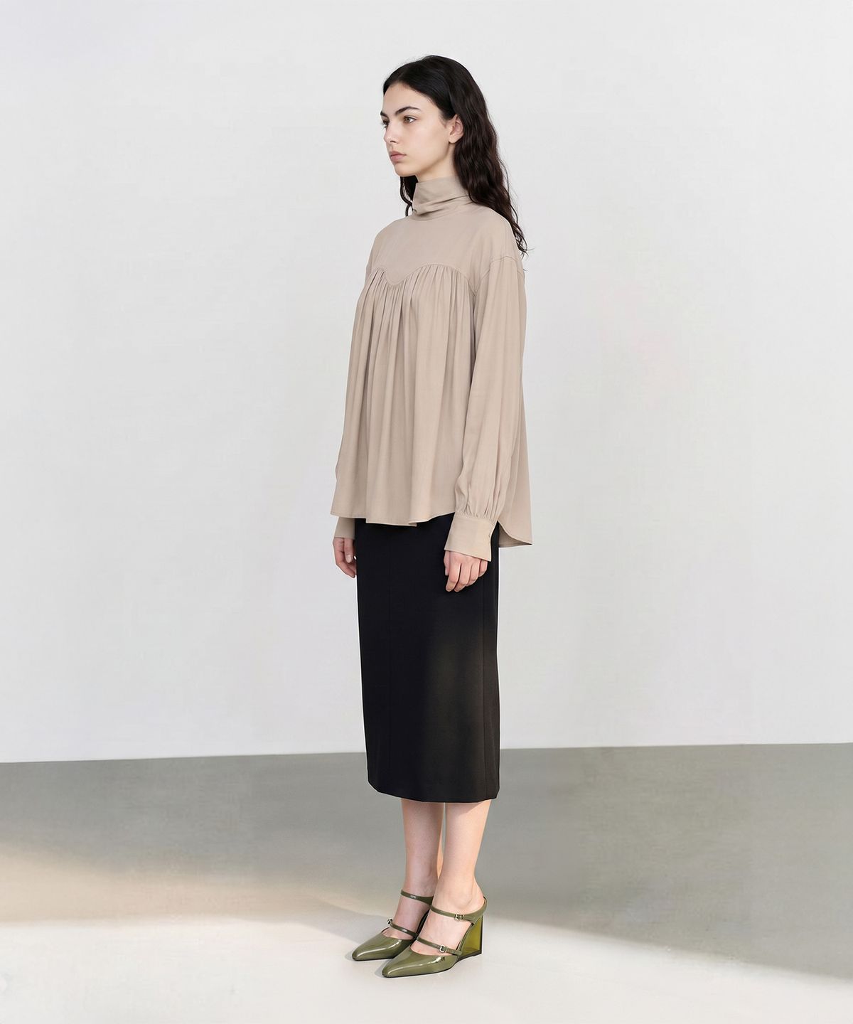 메이버유(MAYVERU) Novelle Stitch Skirt _ Black