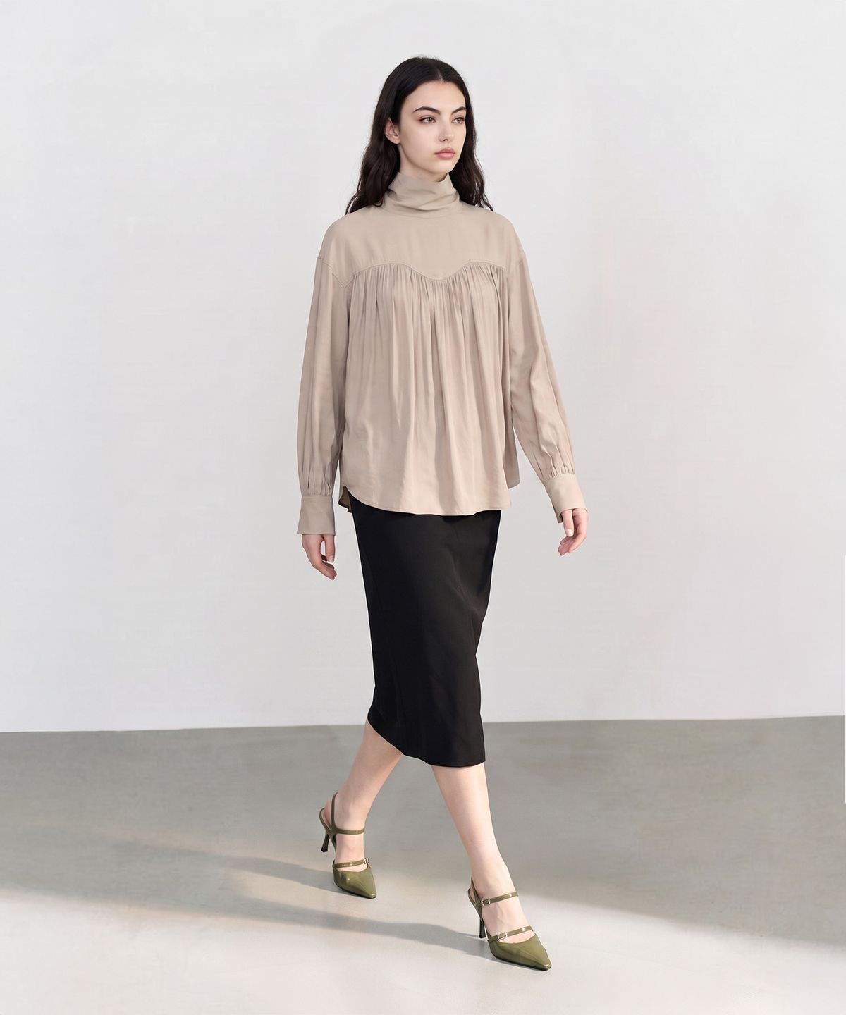 메이버유(MAYVERU) Novelle Stitch Skirt _ Black