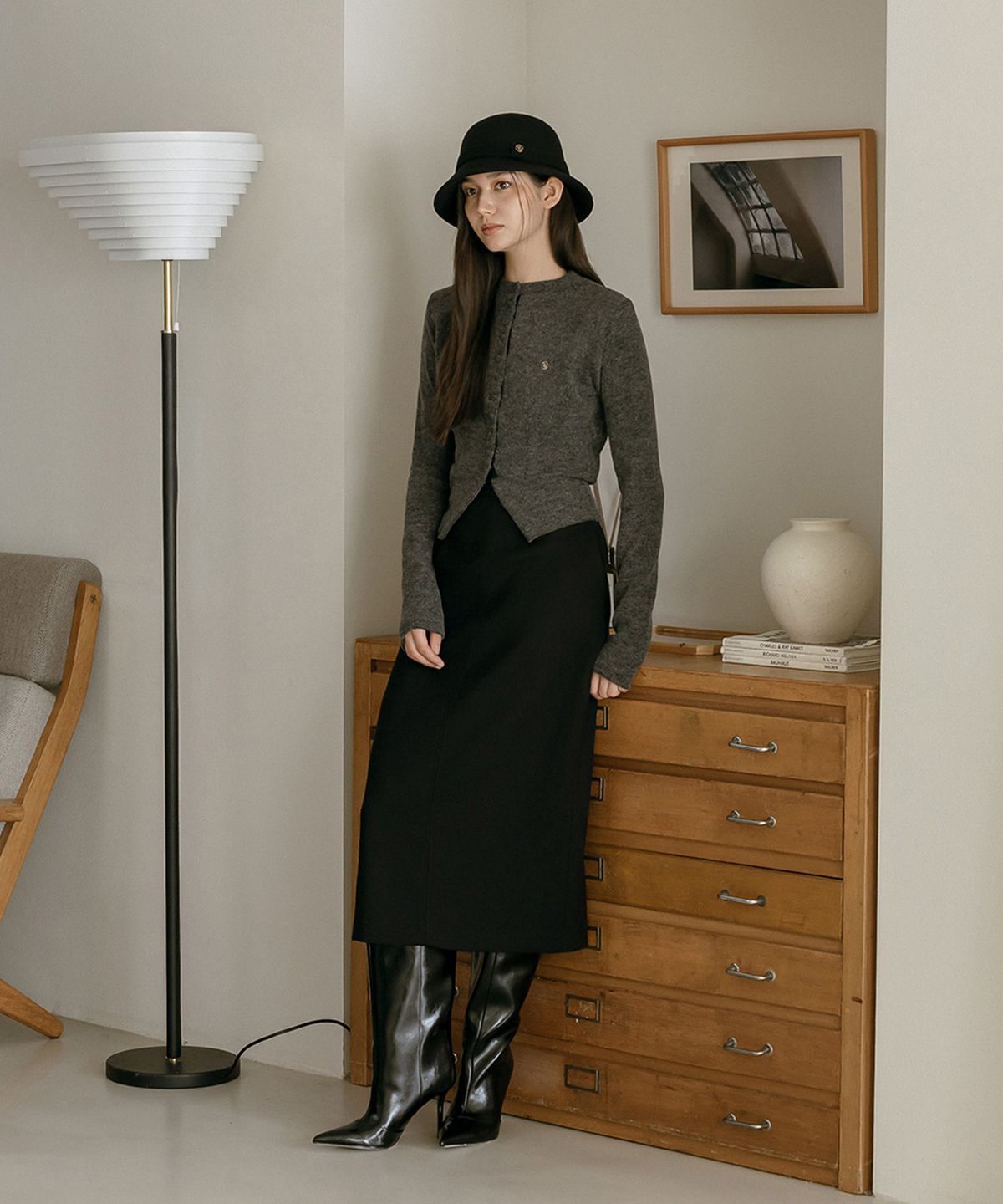 메이버유(MAYVERU) Novelle Stitch Skirt _ Black