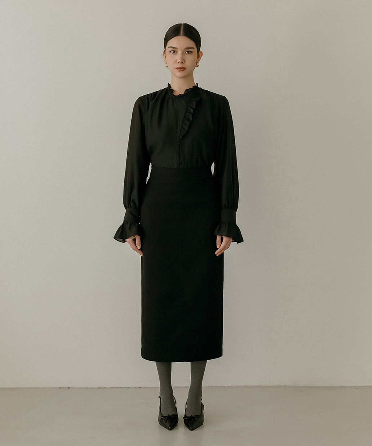 메이버유(MAYVERU) Novelle Stitch Skirt _ Black