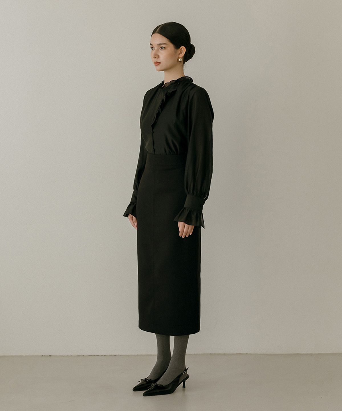 메이버유(MAYVERU) Novelle Stitch Skirt _ Black