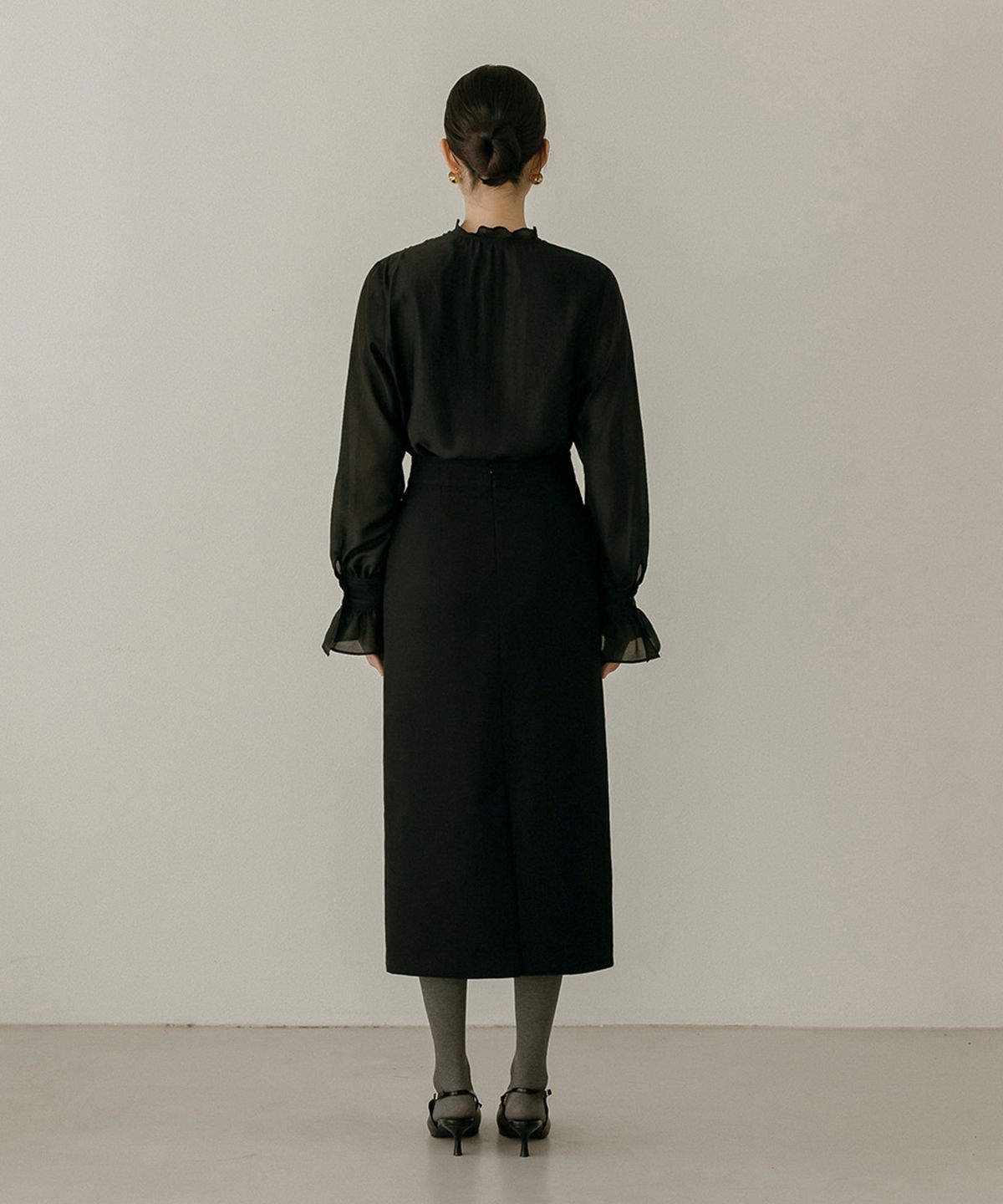 메이버유(MAYVERU) Novelle Stitch Skirt _ Black