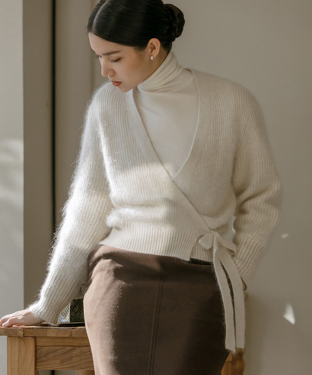 메이버유(MAYVERU) Novelle Stitch Skirt _ Brown