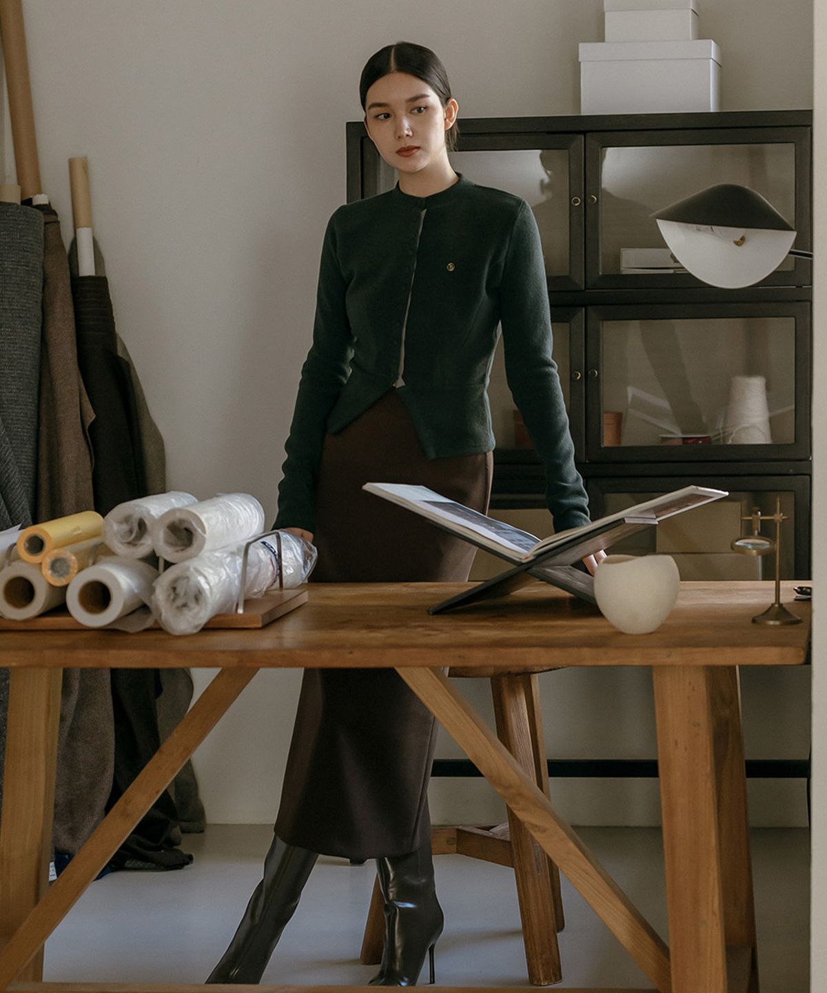 메이버유(MAYVERU) Novelle Stitch Skirt _ Brown