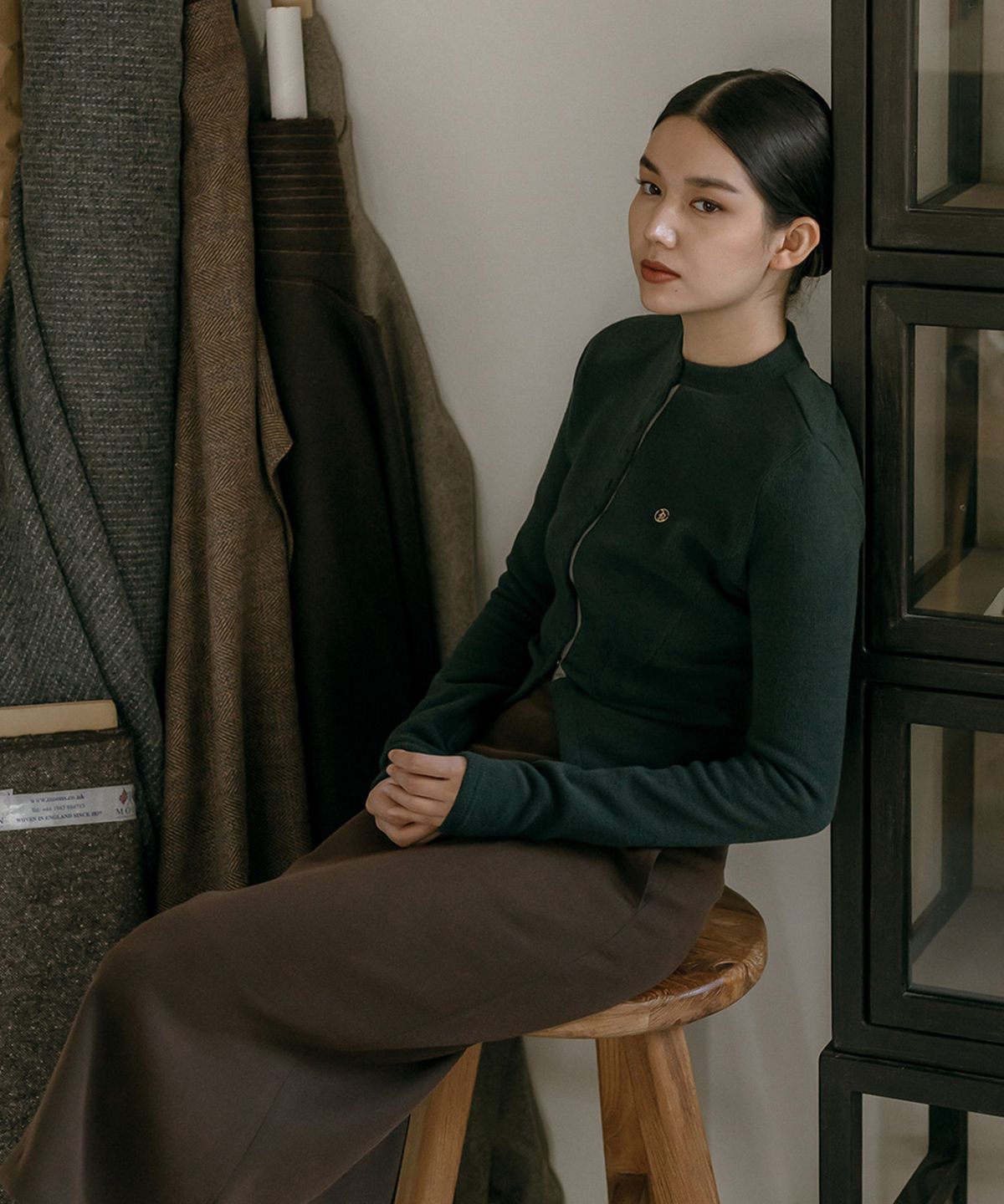 메이버유(MAYVERU) Novelle Stitch Skirt _ Brown