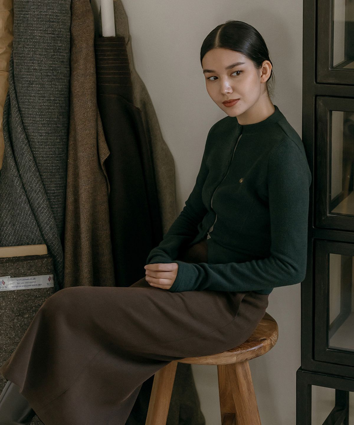 메이버유(MAYVERU) Novelle Stitch Skirt _ Brown