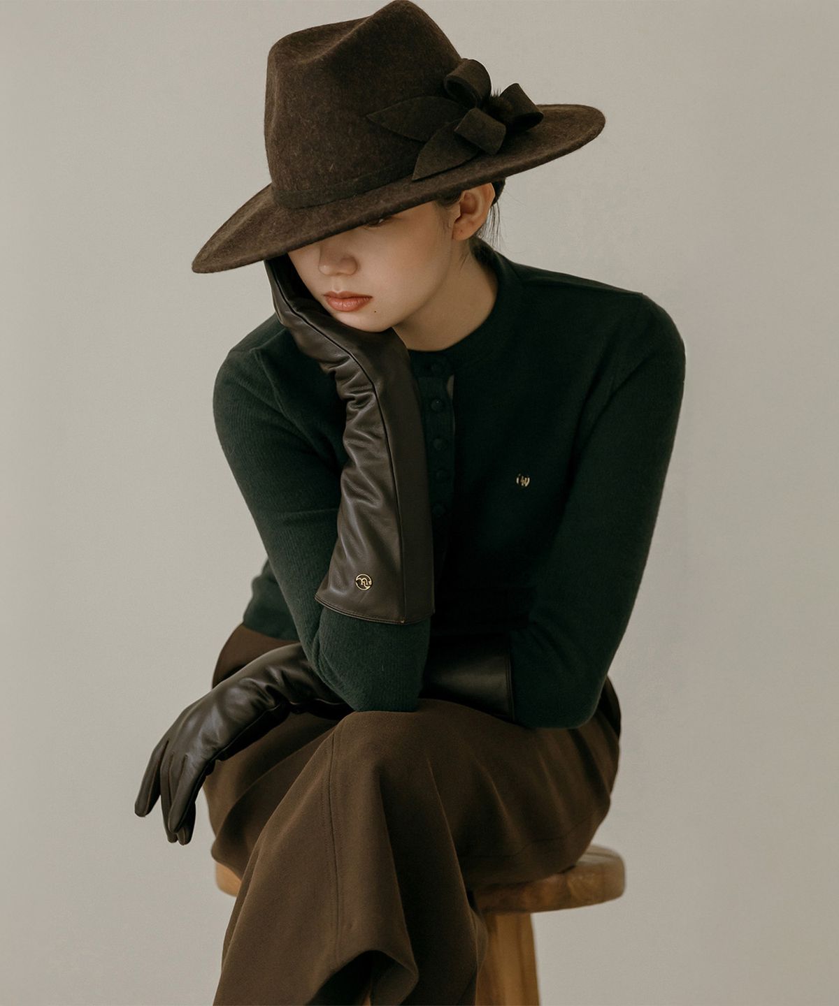 메이버유(MAYVERU) Novelle Stitch Skirt _ Brown