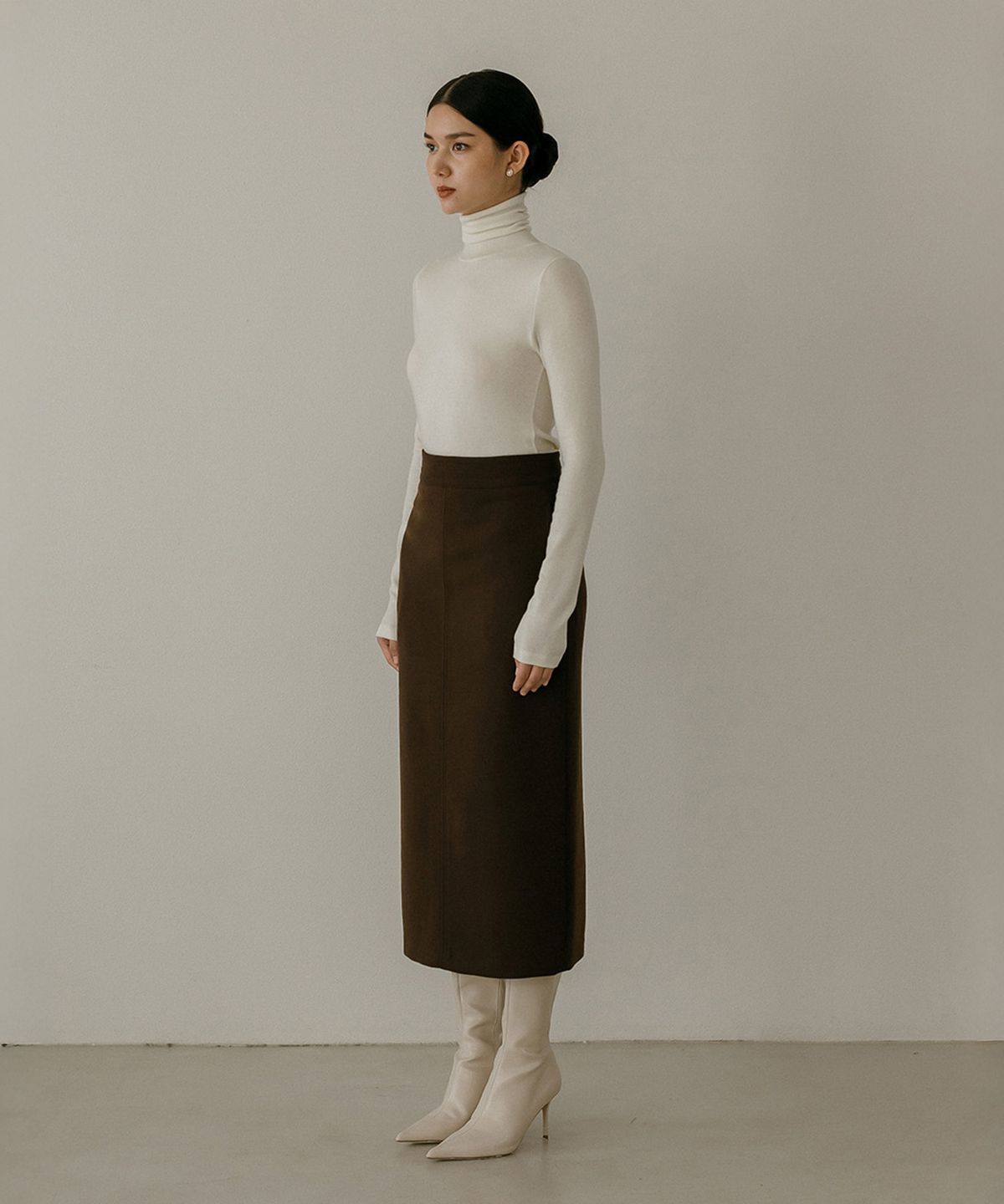 메이버유(MAYVERU) Novelle Stitch Skirt _ Brown