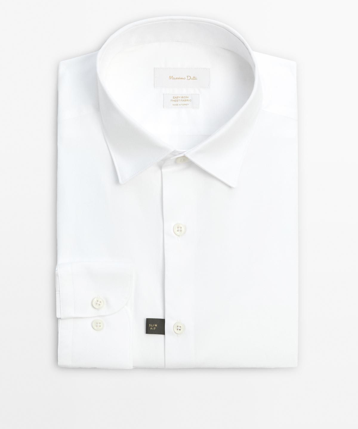 마시모두띠(MASSIMO DUTTI) 슬림핏 100% 코튼 포플린 셔츠