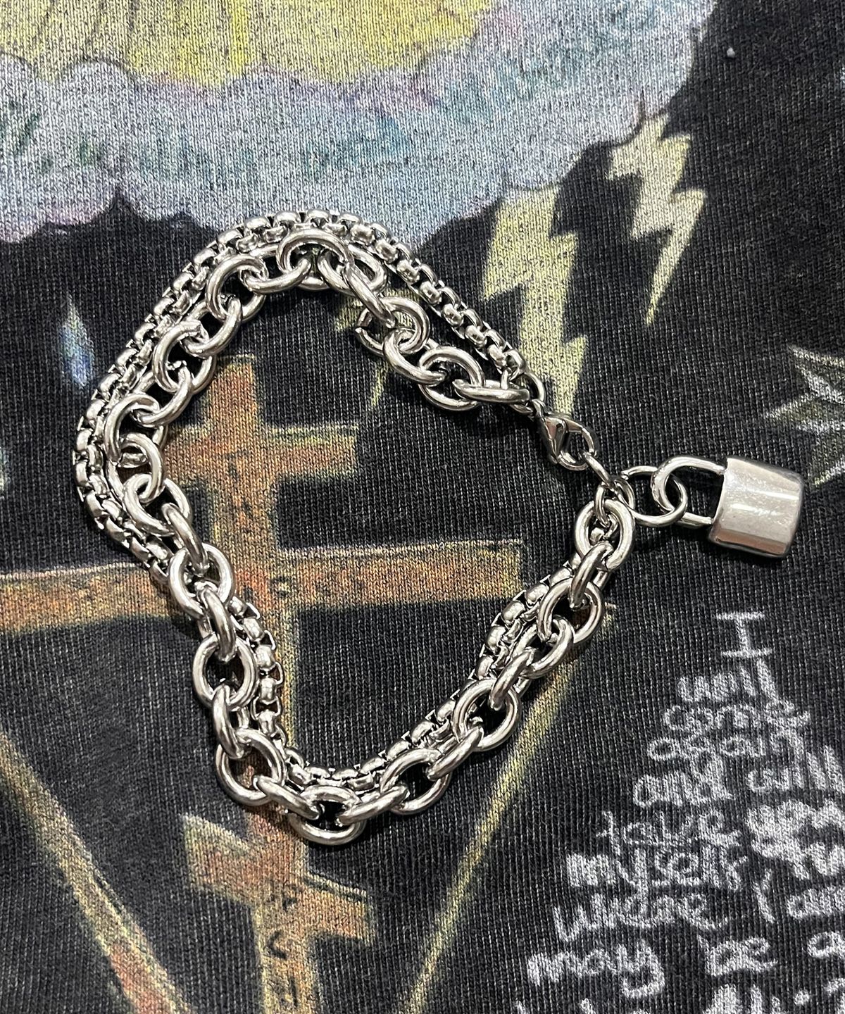 스케이터락(SK8ER ROCK) Layered Chain Surgical Steel Bracelet ((steel))