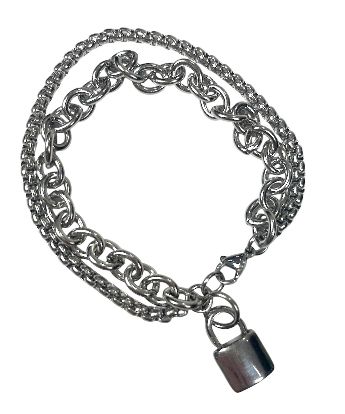 스케이터락(SK8ER ROCK) Layered Chain Surgical Steel Bracelet ((steel))