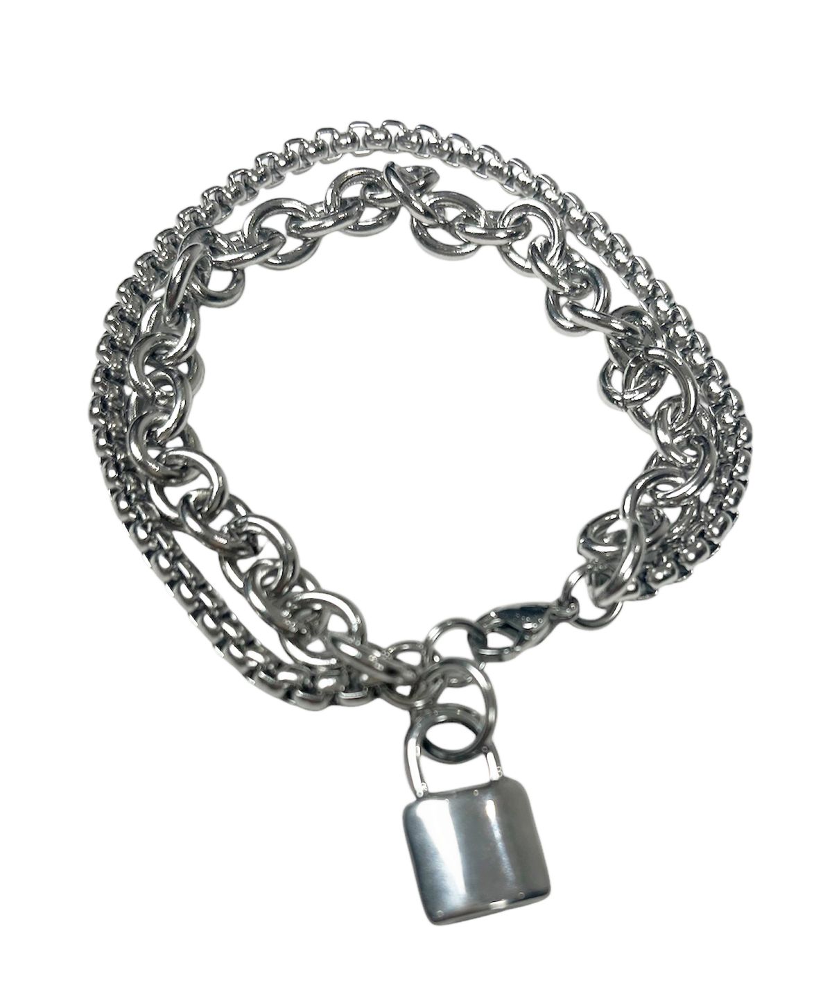 스케이터락(SK8ER ROCK) Layered Chain Surgical Steel Bracelet ((steel))
