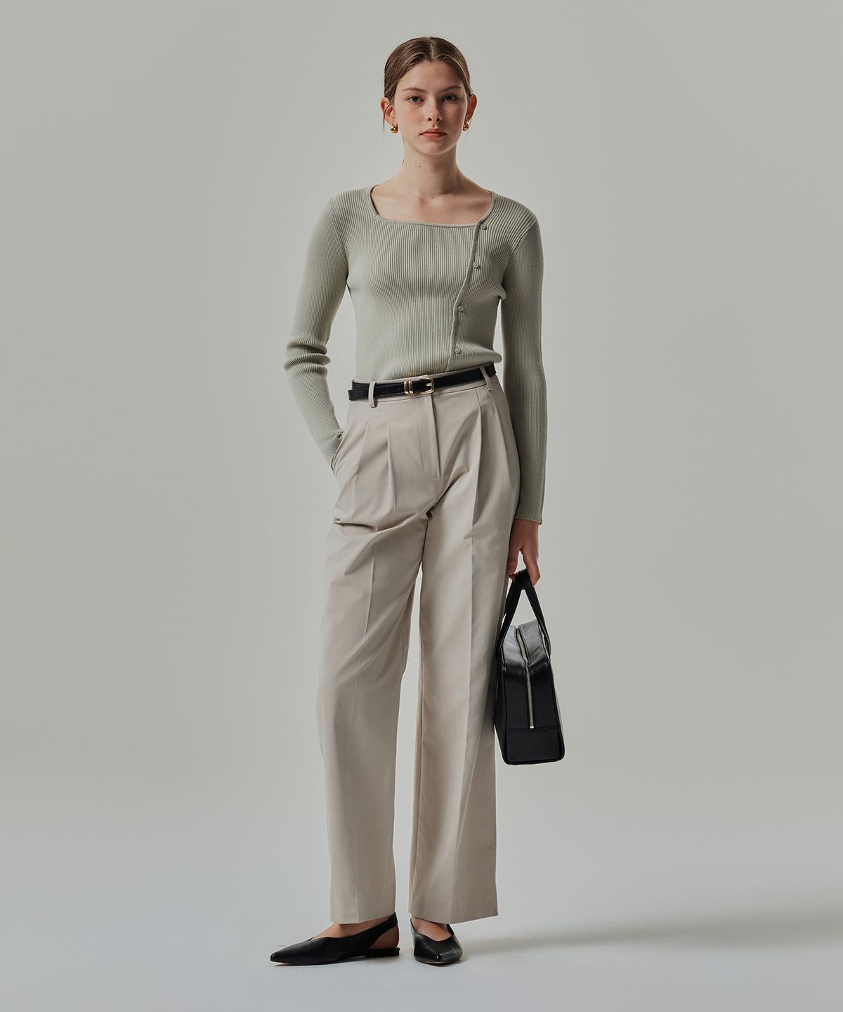 마인드브릿지 우먼(MIND BRIDGE WOMEN) [W][COUTURE]투턱와이드벨티드팬츠 - 3color MYPT6272