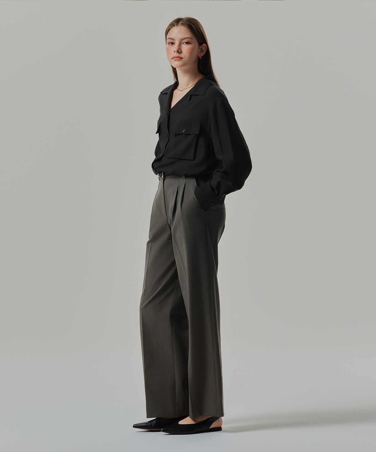 마인드브릿지 우먼(MIND BRIDGE WOMEN) [W][COUTURE]투턱와이드벨티드팬츠 - 3color MYPT6272