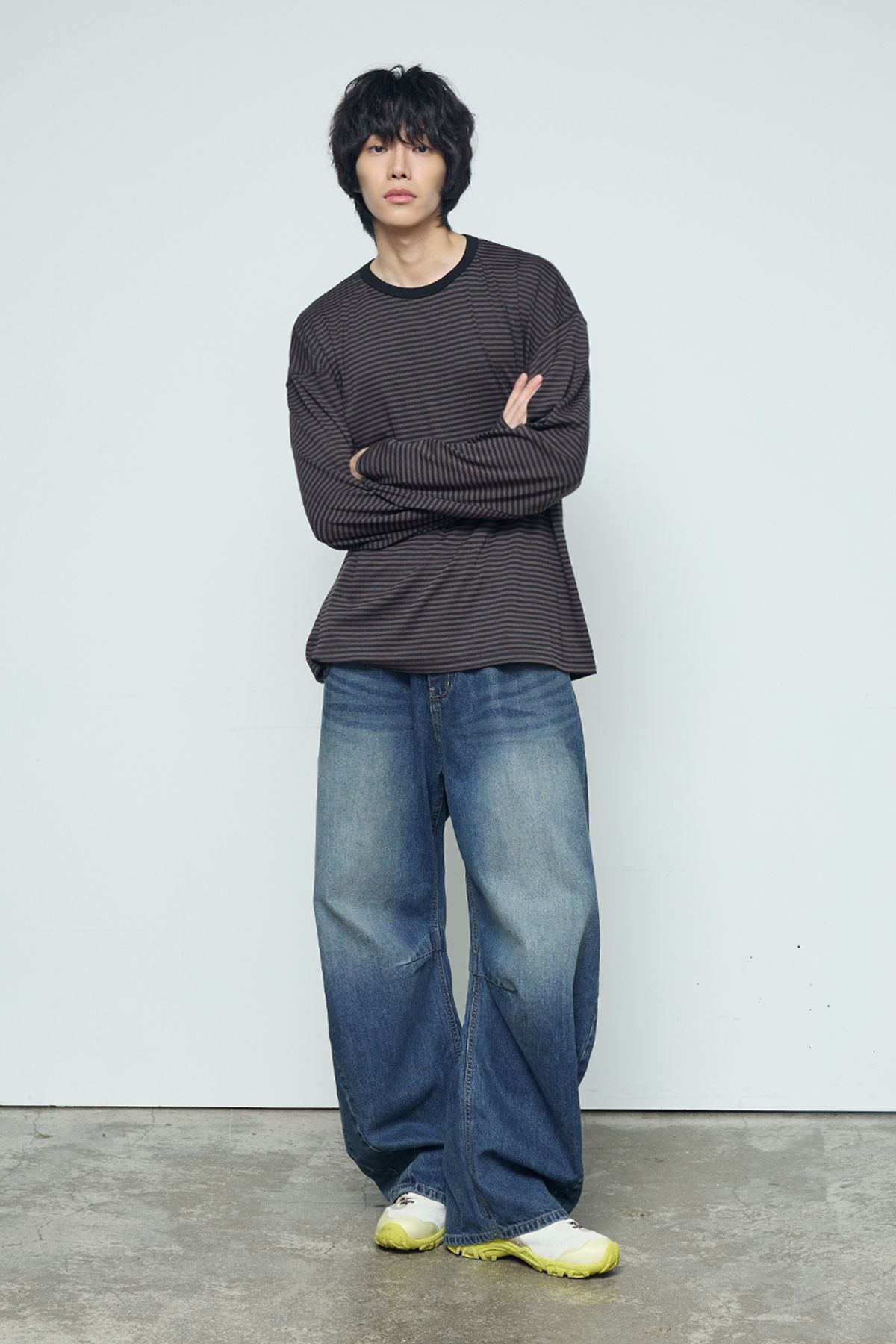 발루트(BALLUTE) DUSTY STRIPE LONG SLEEVE (BLACK&BROWN)