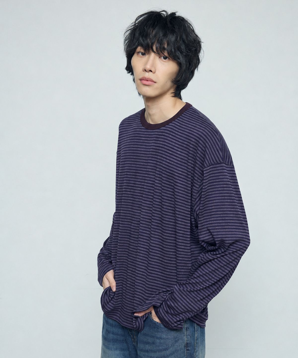 발루트(BALLUTE) DUSTY STRIPE LONG SLEEVE (PURPLE)