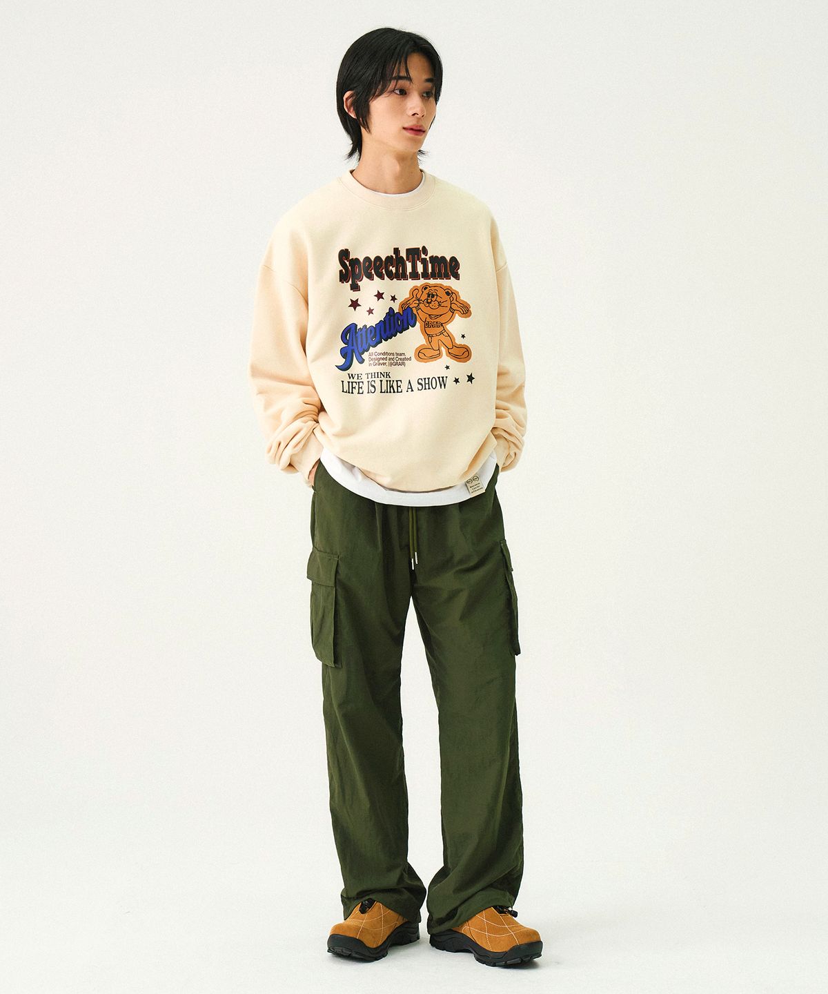 그레이버(GRAVER) [UNISEX]밴딩 나일론 카고 팬츠_카키