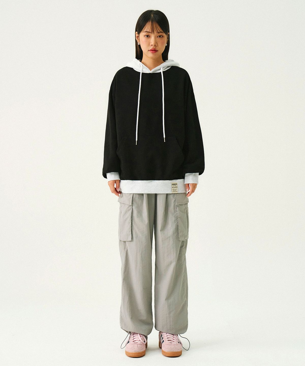 그레이버(GRAVER) [UNISEX]밴딩 나일론 카고 팬츠_그레이