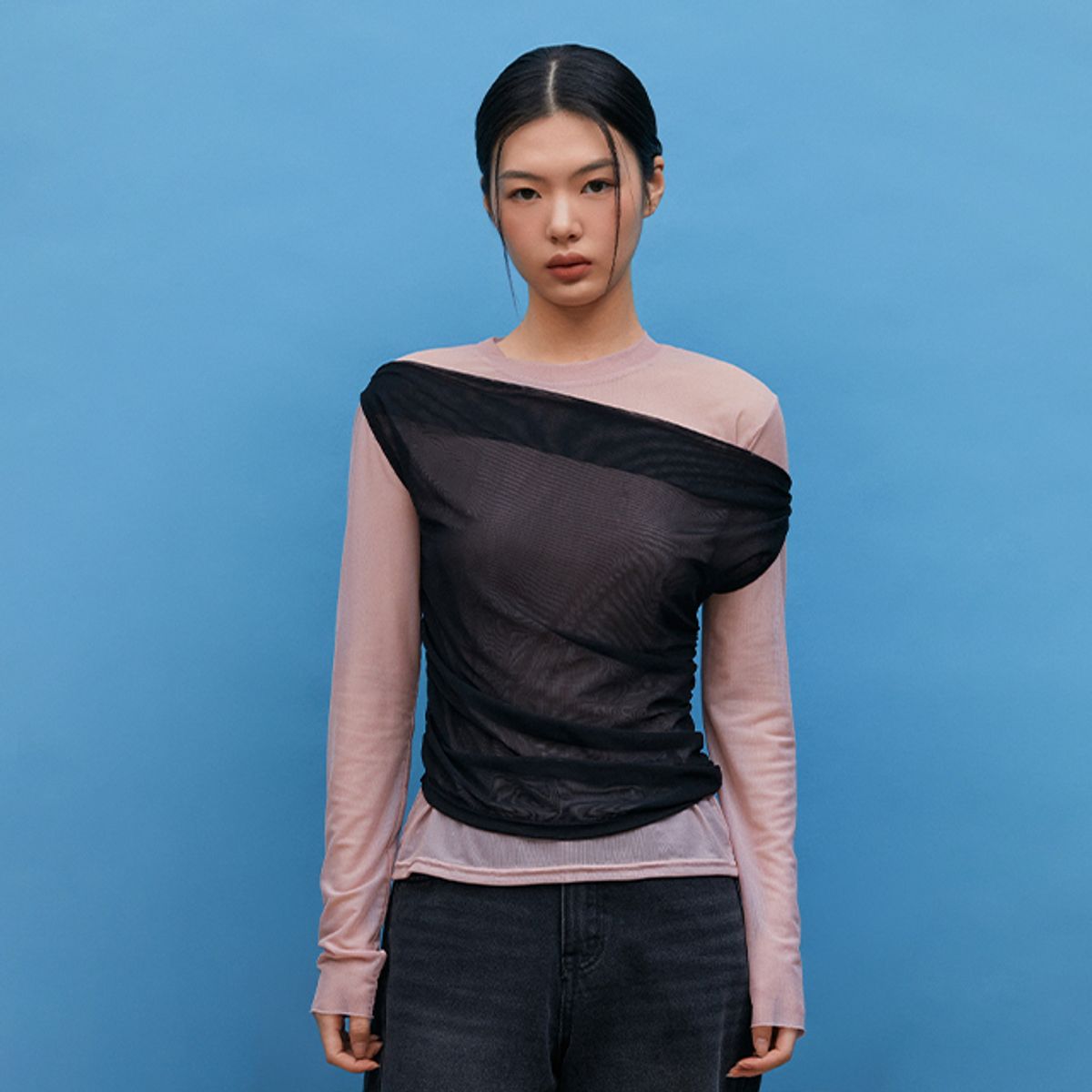 랩(LAP) 더블 매쉬 레이어드티셔츠 AQ4CTA77