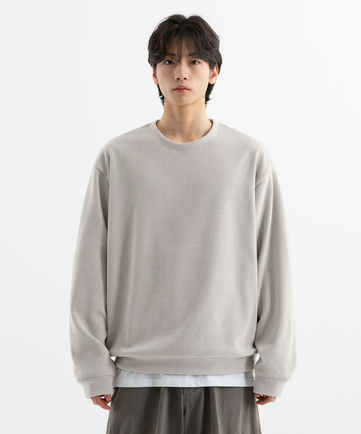 브렌슨(BRENSON) B. 코듀로이 니트 루즈핏 맨투맨 ( 3Color )