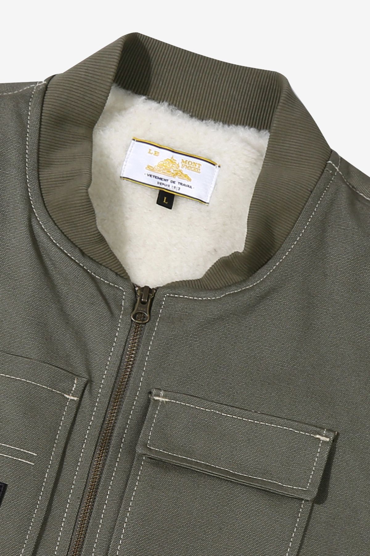 르몽생미셸(LE MONT ST MICHEL) VERSI - CANVAS SLEEVELESS JACKET_Khaki