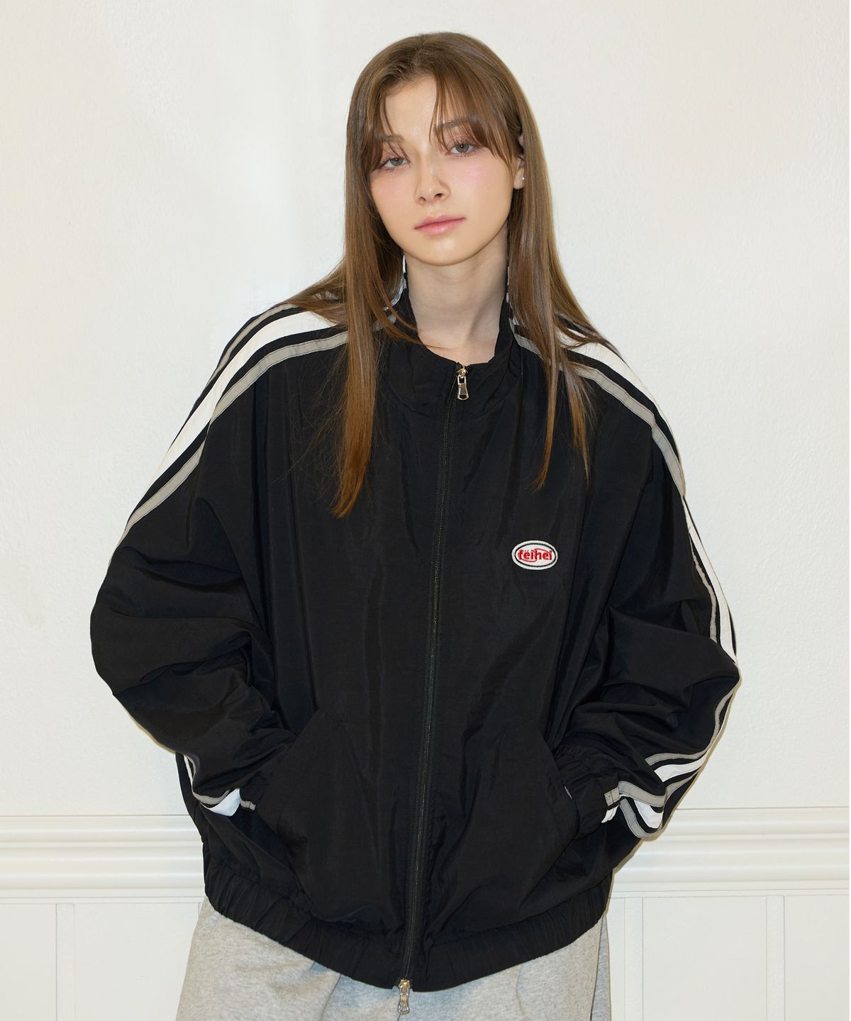 페이헤이(FEIHEI) THREE LINE NYLON JACKET BLACK