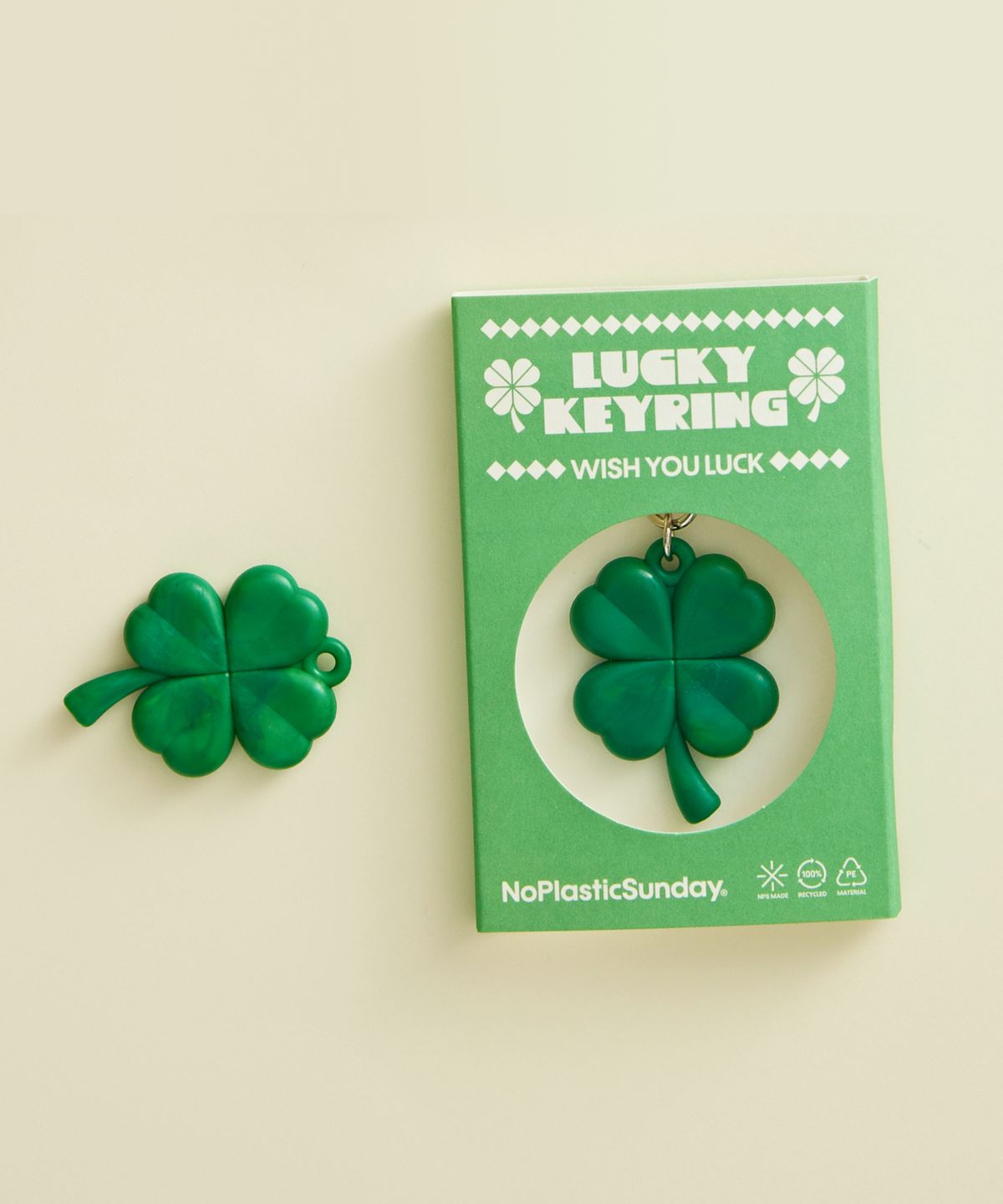 노플라스틱선데이(NO PLASTIC SUNDAY) 행운의 네잎 클로버 럭키키링 Lucky Keyring