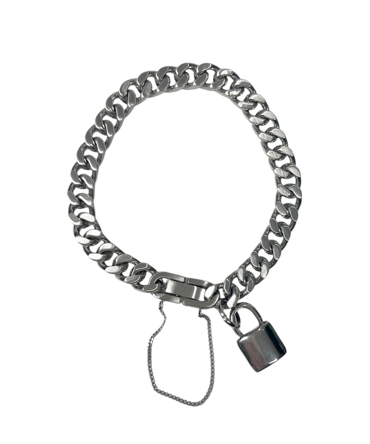 스케이터락(SK8ER ROCK) Satin Cuban Chain Surgical Steel Bracelet ((Steel))