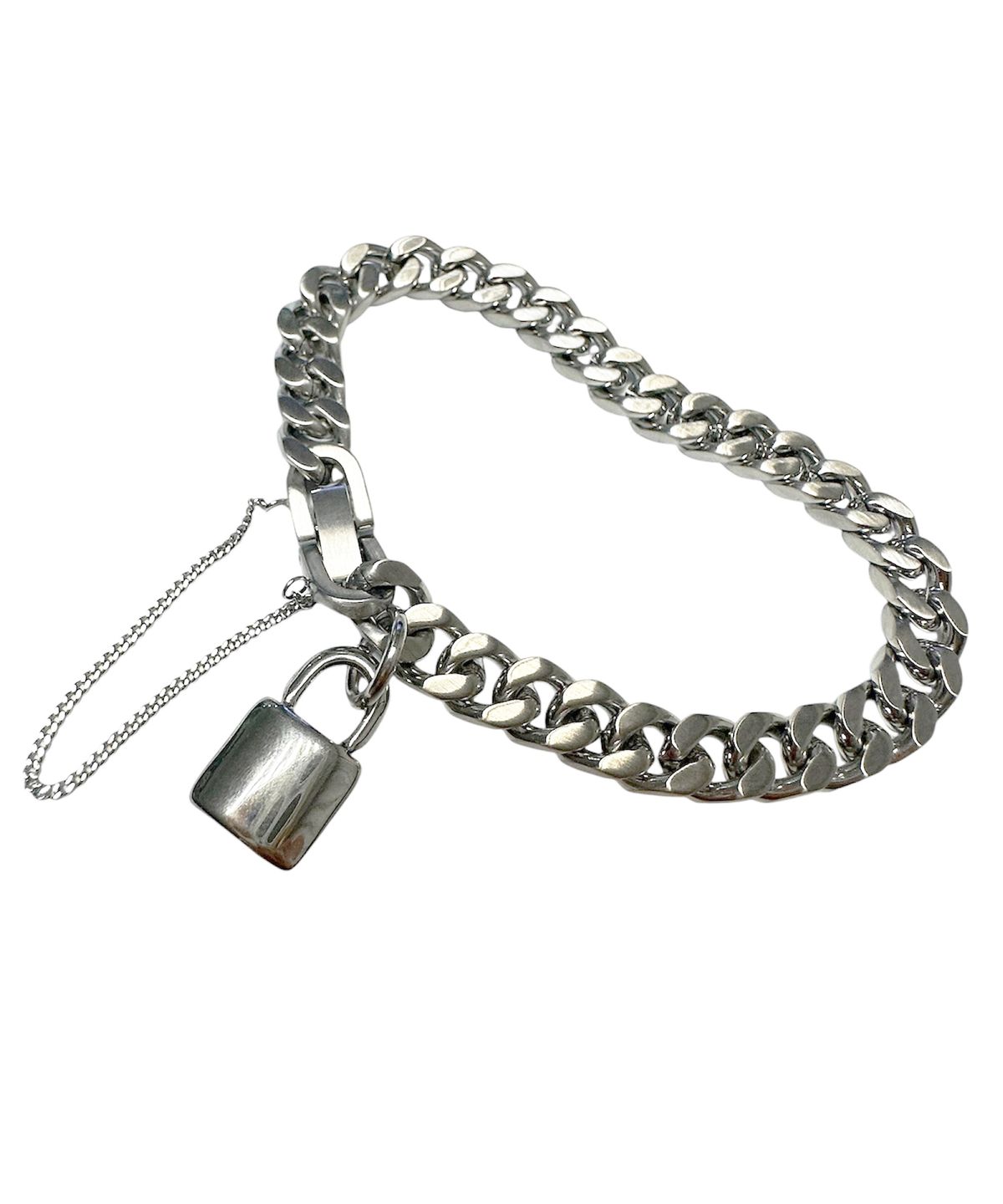 스케이터락(SK8ER ROCK) Satin Cuban Chain Surgical Steel Bracelet ((Steel))