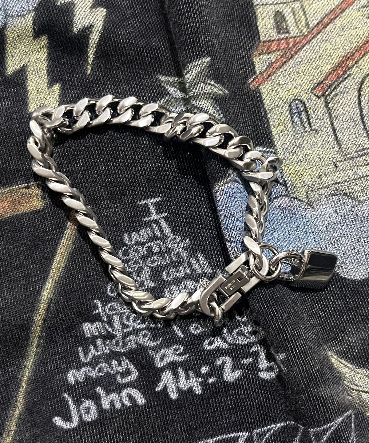 스케이터락(SK8ER ROCK) Satin Cuban Chain Surgical Steel Bracelet ((Steel))