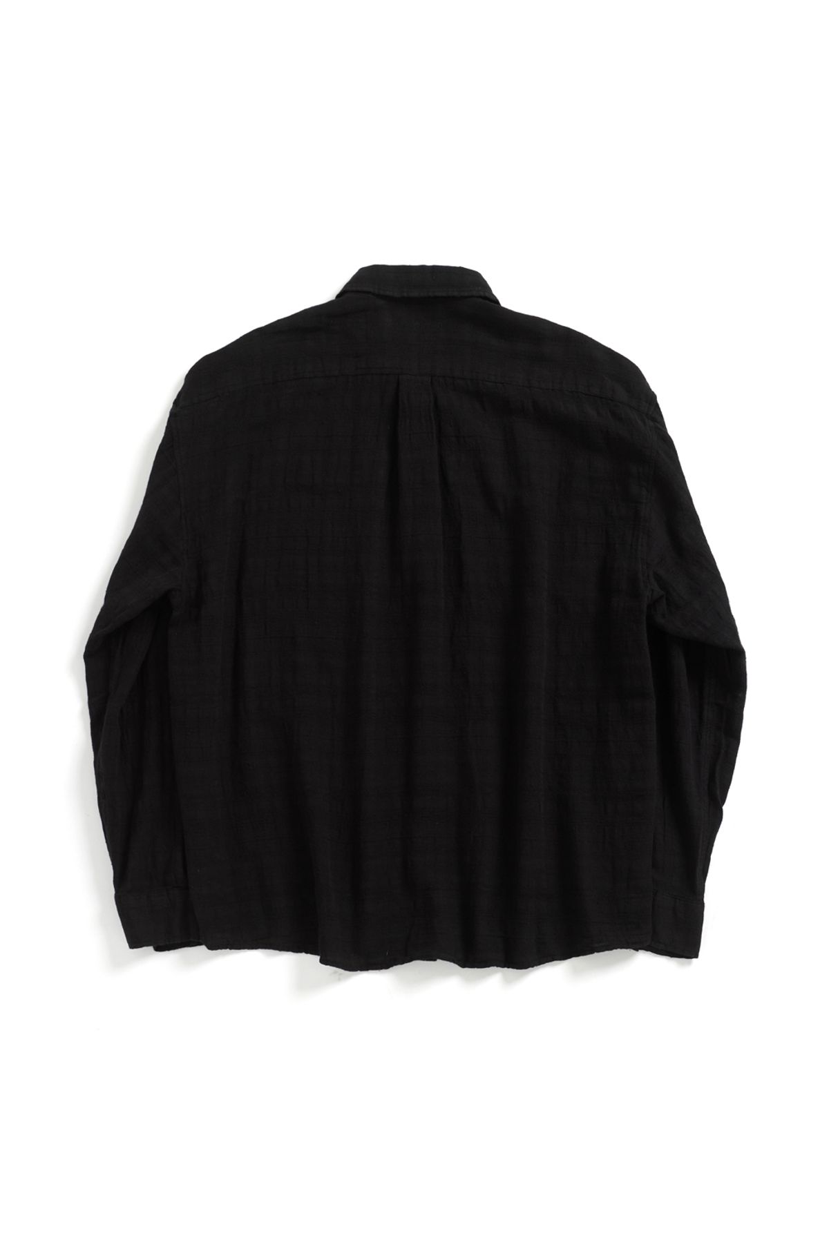 해칭룸(HATCHINGROOM) Classic Shirt Gauze Stripe Over Dyed Black