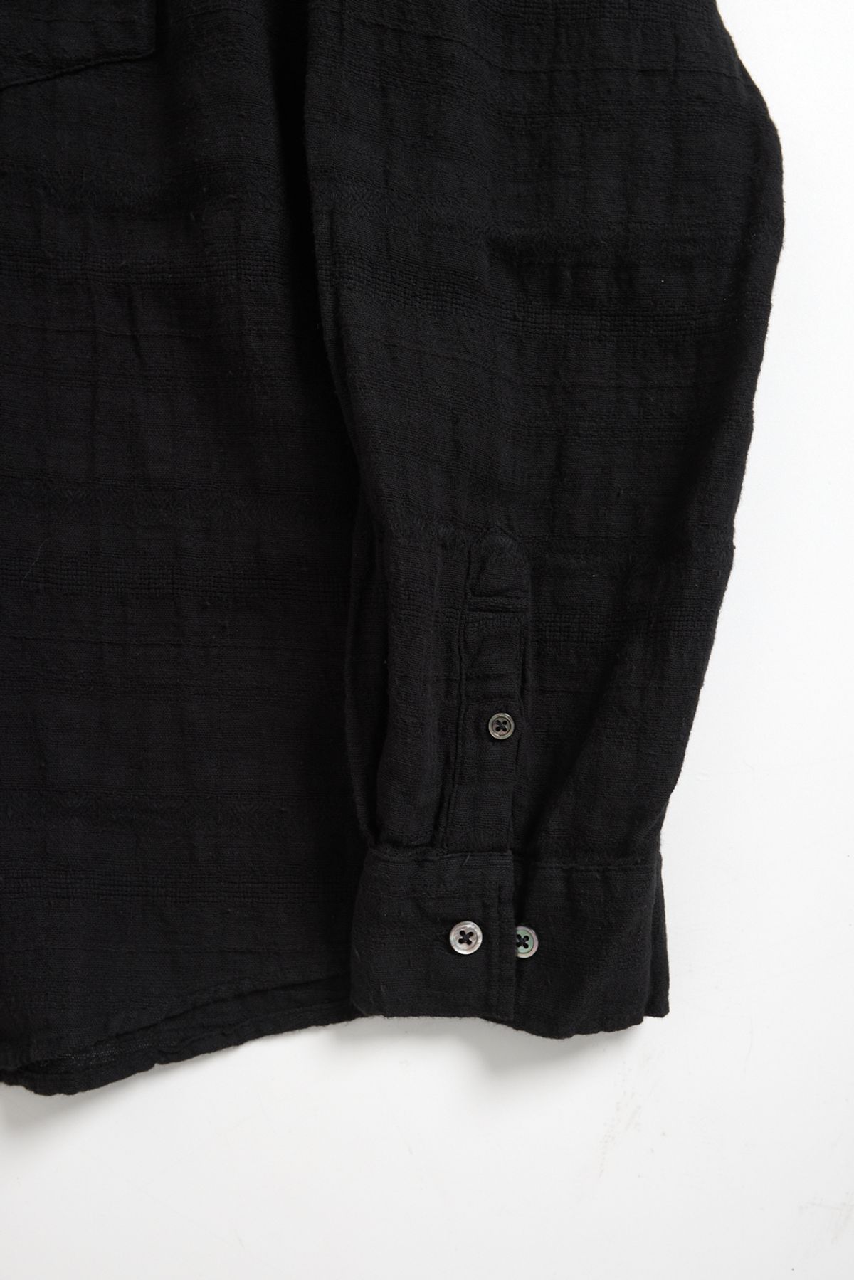 해칭룸(HATCHINGROOM) Classic Shirt Gauze Stripe Over Dyed Black