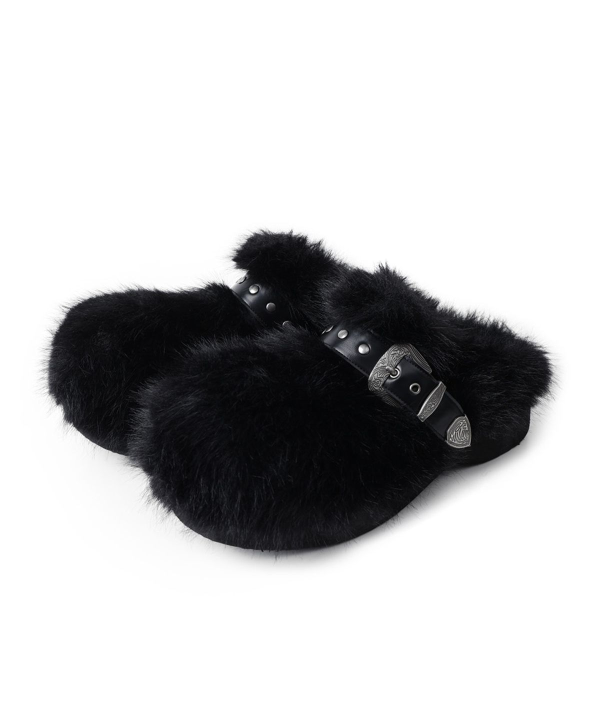 레씨토(LECYTO) Buckle Fur Clog_[Black]