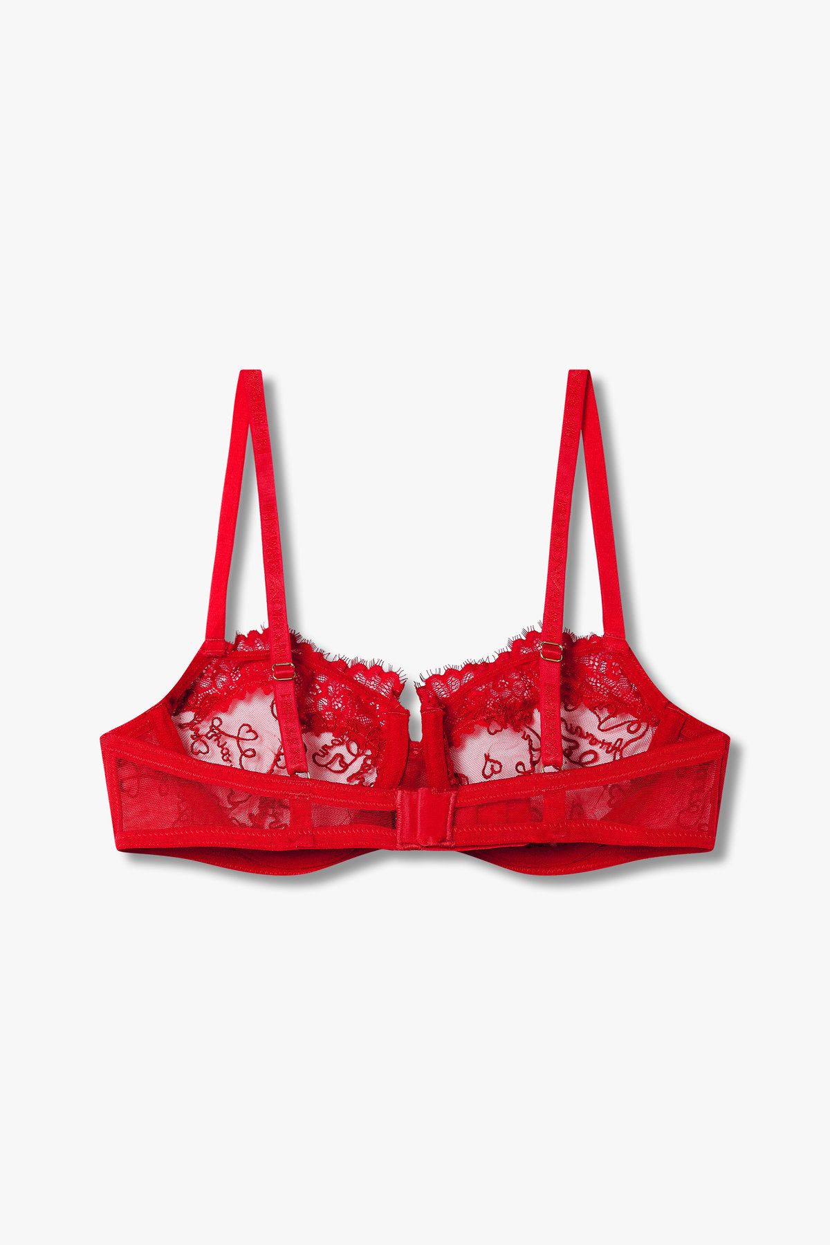 엠포리오 아르마니 언더웨어(EMPORIO ARMANI UNDERWEAR) 여성 엠브로이더리 언더와이어 발코넷 브라_레드 0824382502