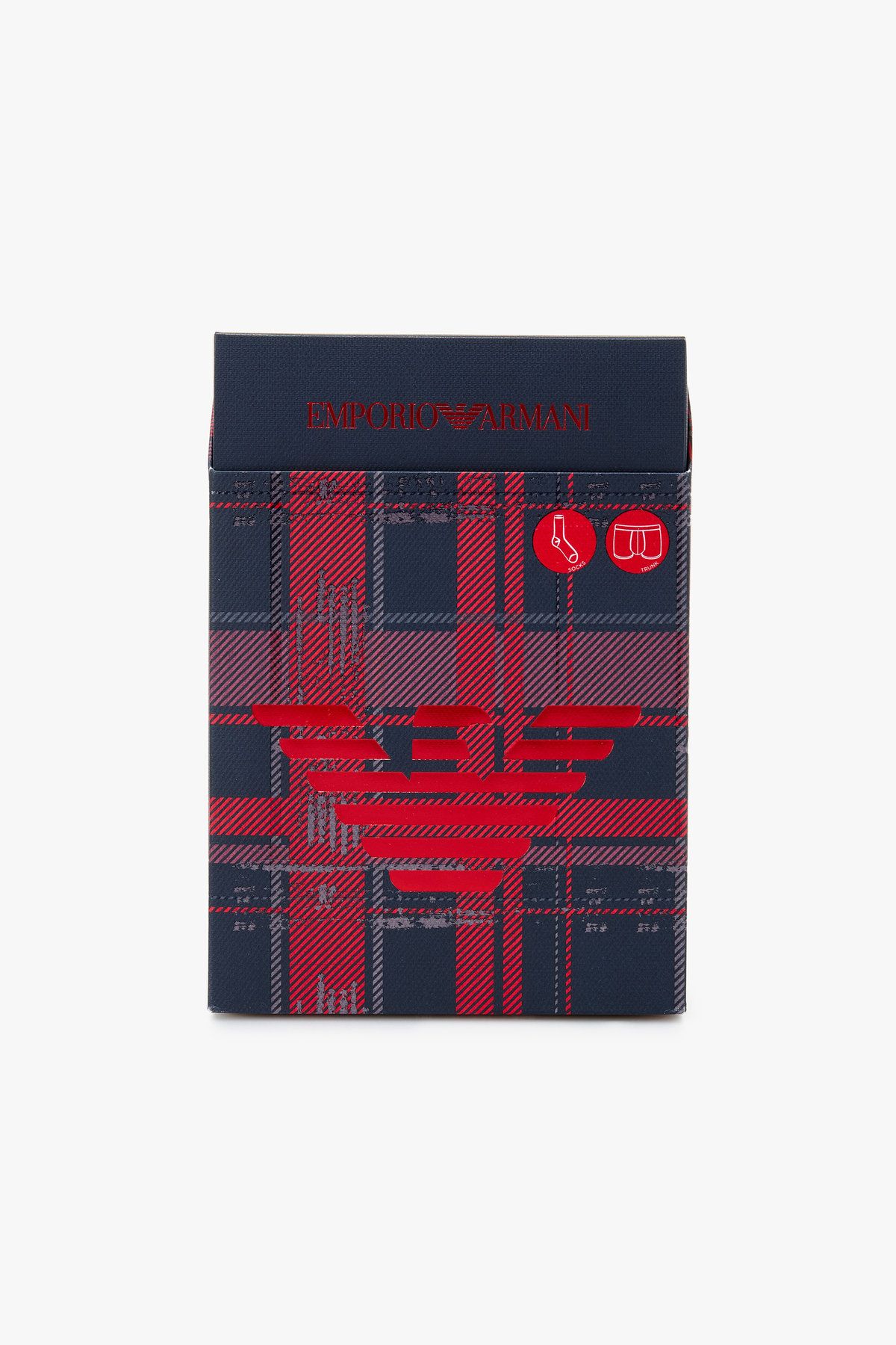 엠포리오 아르마니 언더웨어(EMPORIO ARMANI UNDERWEAR) 남성 체크 패턴 드로스 삭스 세트_레드 08M4361005