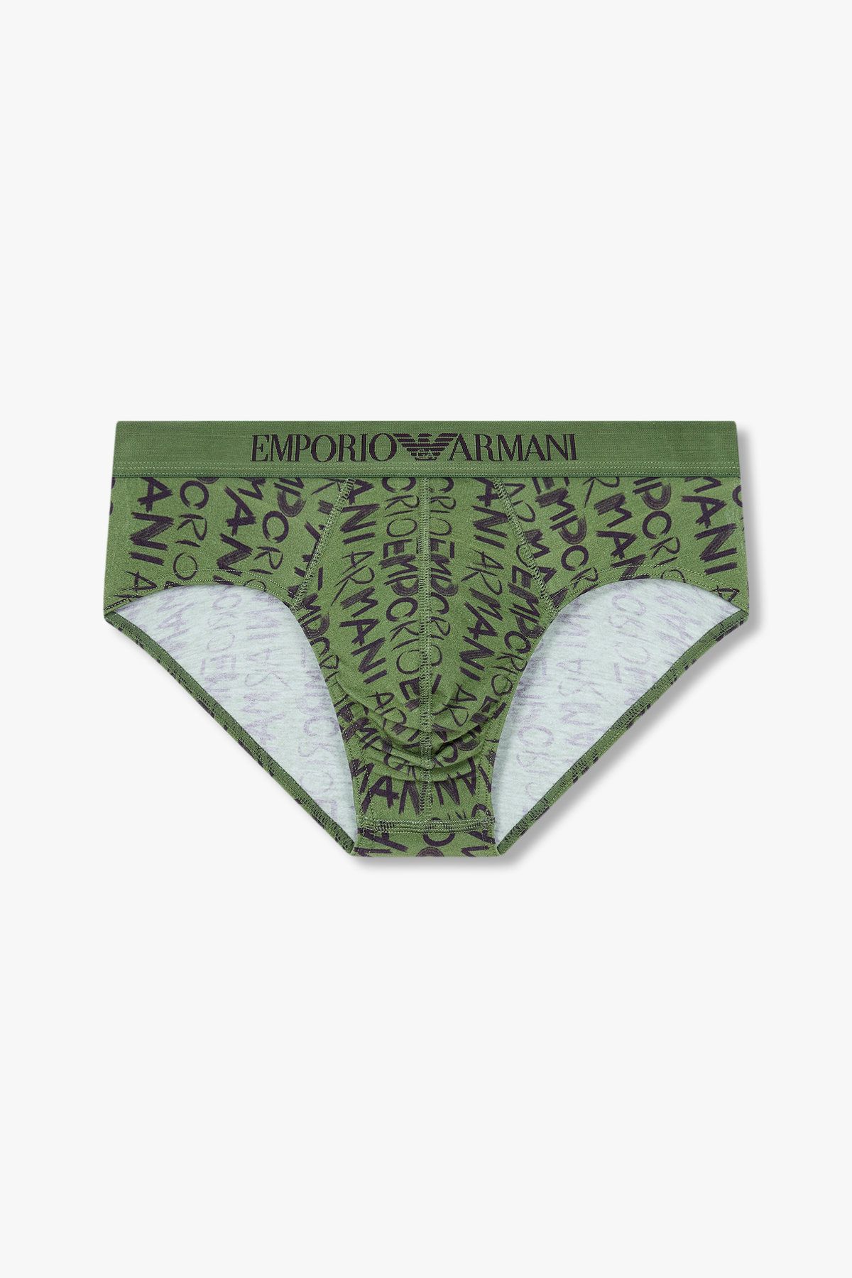 엠포리오 아르마니 언더웨어(EMPORIO ARMANI UNDERWEAR) 남성 로고 레터링 코튼 브리프_올리브 0814311011