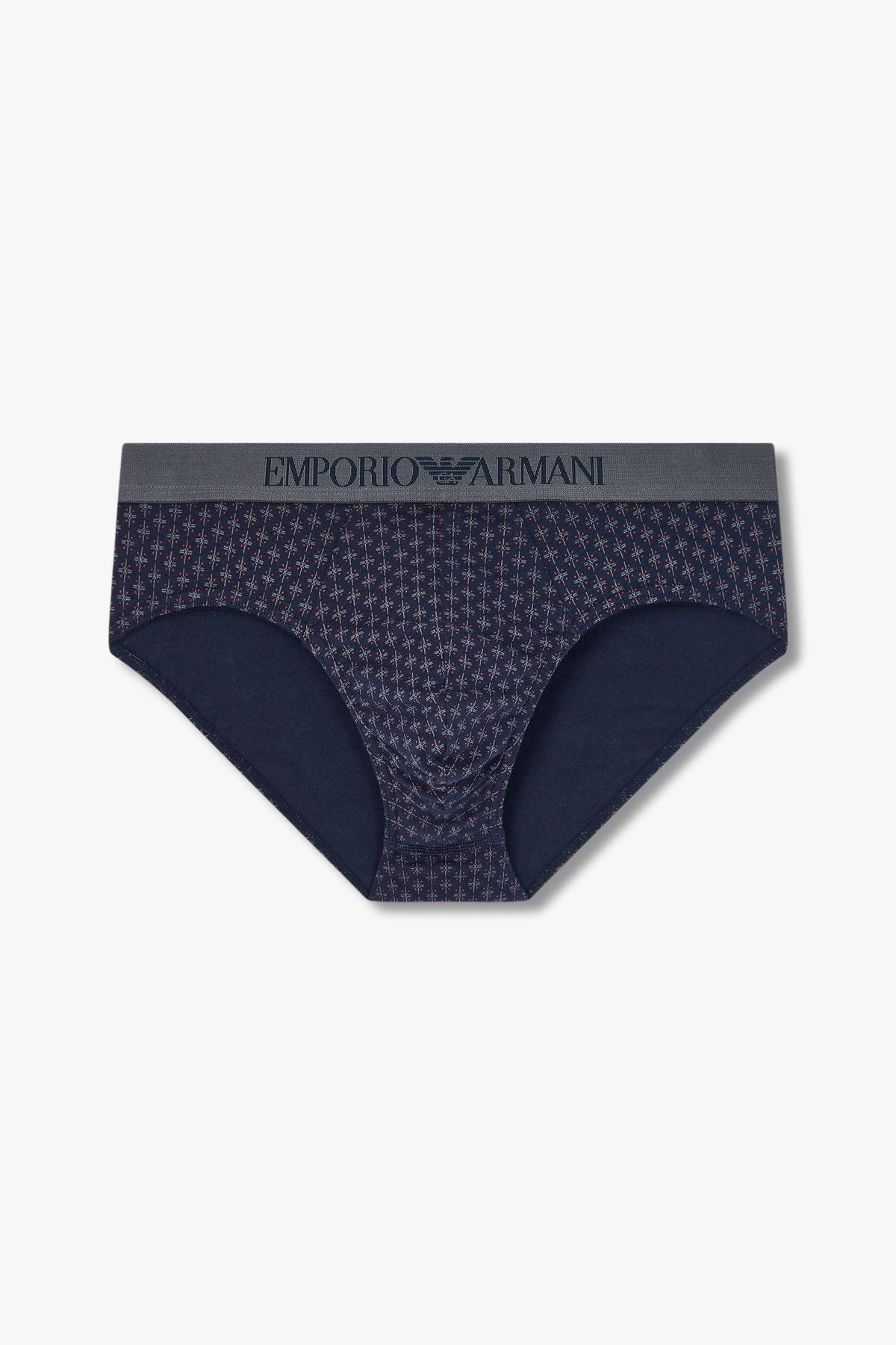 엠포리오 아르마니 언더웨어(EMPORIO ARMANI UNDERWEAR) 남성 로고 밴딩 패턴드 코튼 브리프_다크 네이비 0814311009