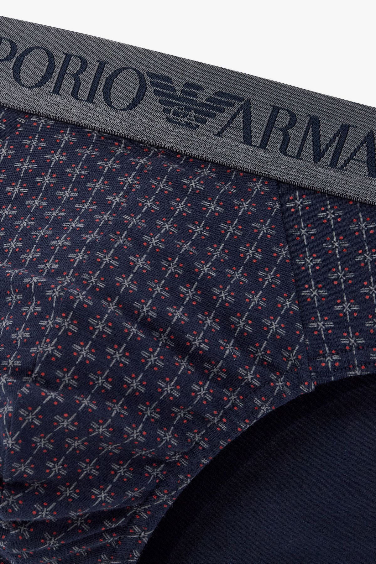 엠포리오 아르마니 언더웨어(EMPORIO ARMANI UNDERWEAR) 남성 로고 밴딩 패턴드 코튼 브리프_다크 네이비 0814311009