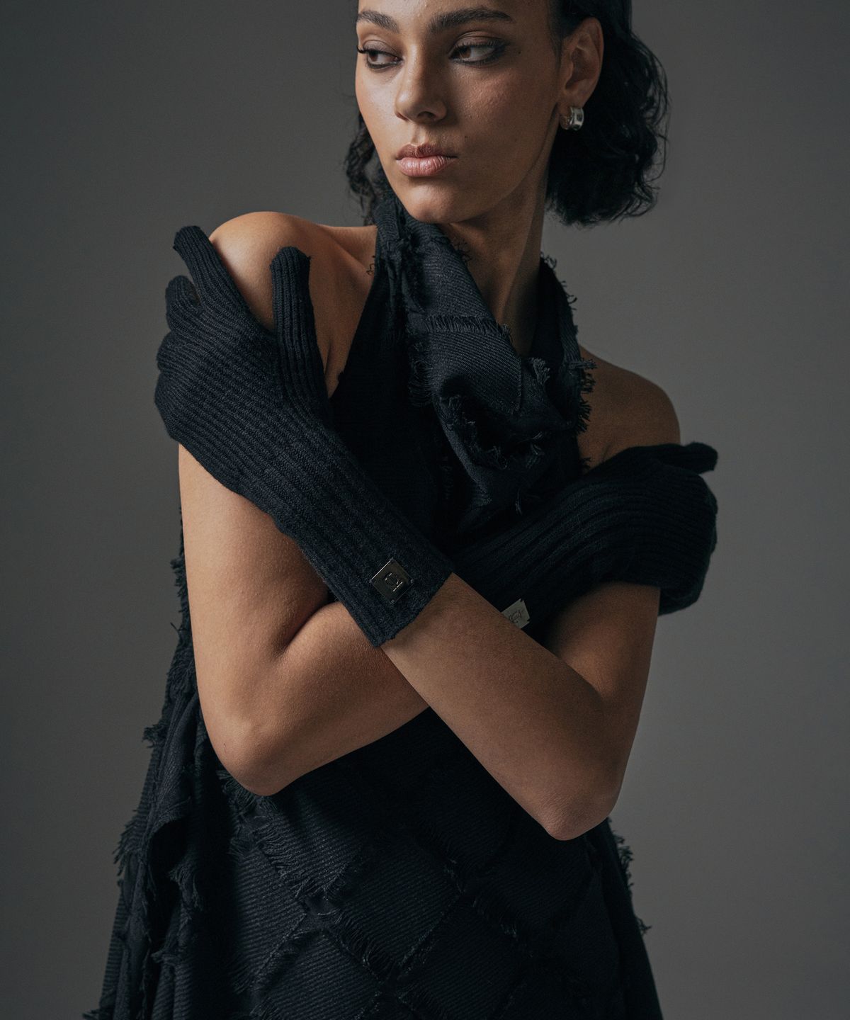 트리밍버드(TREEMINGBIRD) Wool Knit Gloves [ Black ]