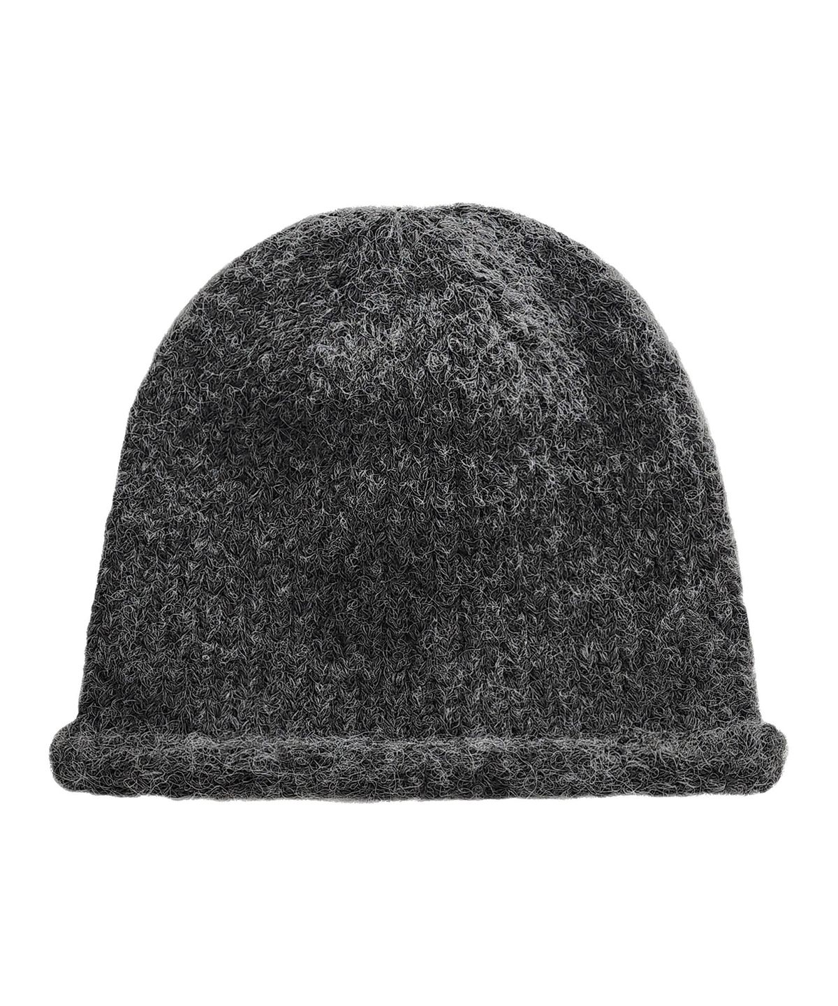 트리밍버드(TREEMINGBIRD) Rolled-up Leather Patch Beanie [ Charcoal ]